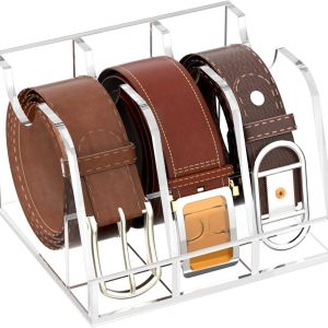 Clear Acrylic Belt Organizer Box Multi‑Grid Storage Case for Belts Watches and Jewelry Accessories