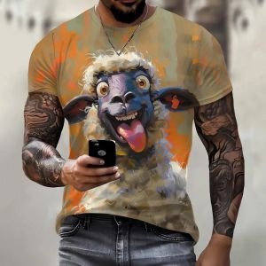 Trend Hip Hop Clothing Funny 3D Sheep Print T Shirt For Men Street Casual O-neck Short Sleeve T-Shirt Fashion Loose Summer Tops h260527