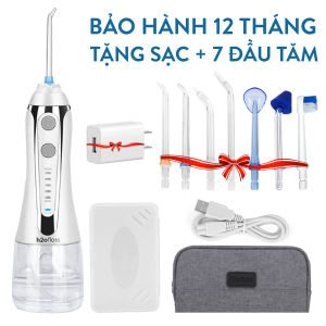 Máy tăm nước cầm tay H2ofloss HF6 phiên bản nâng cấp với nút mở bình nước. Tặng bộ 5 đầu tăm kèm túi đựng du lịch