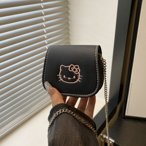 QNQN ผู้หญิงน่ารัก PU กระเป๋าสะพายไหล่กระเป๋าสะพายไหล่สีทึบขนาดเล็กอานกระเป๋าการ์ตูนพิมพ์ที่สวยงามโซ่ลำลองกระเป๋าสะพายไหล่เดี่ยวการ์ตูนน่ารักพิมพ์สวยงามสีทึบมินิสบายสวมใส่กระเป๋า