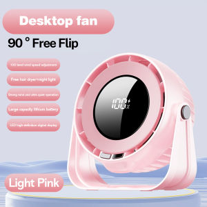 Air Circulation Desk Fan Small Quiet Powerful 3 Speeds 90° Rotate 4000mAh Battery Rechargeable USB Table Fan Digital LED 360° Rotation Hannging Fan Personal Mini Portable Desktop Fan High Speed for Office Bedroom Kitchen Home School Indoor Outdoor