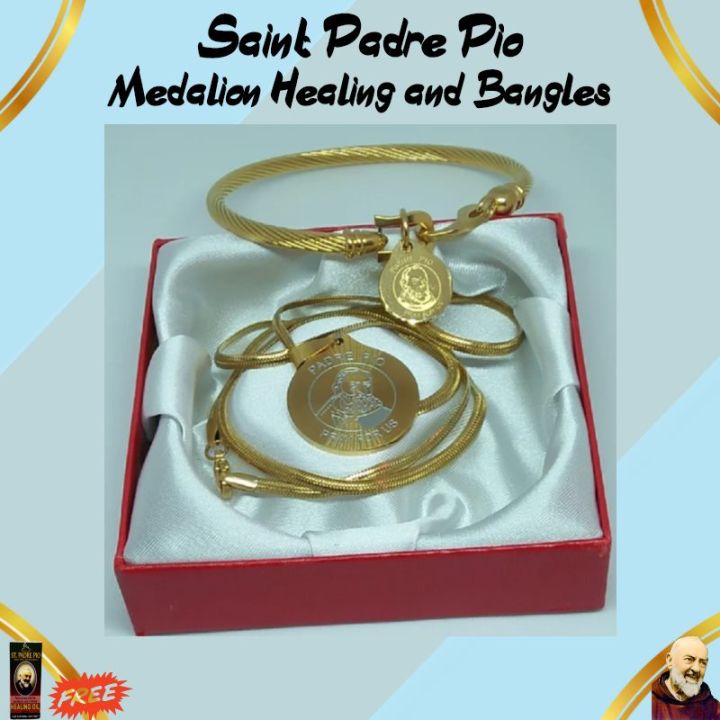 Padre Pio Medalion Necklace And Bangles(Healing Medallion Necklace)with Free Healing oil