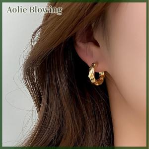 Aolie Cổ Điển Lạnh Màu Dày Kim Loại Phóng Trung Hoops Bông Tai Không Thường Xuyên Sóng Ngắn Súc Sắc Hình Học Hoop Bông Tai Cho Phụ Nữ Cô Gái