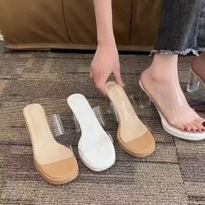 [Free Shipping] Womens High Heels 2025 Summer New Style Waterproof Platform Strap Comfortable Thick Heel Crystal Slippers Womens Sandals Womens Shoes