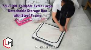 Ready Stock 72l/100l Extra Large Oxford Foldable Storage Box with Steel Frame