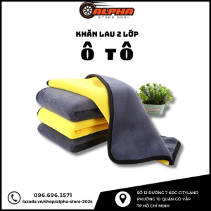 Khăn lau xe ô tô đa năng chuyên dụng 2 mặt vàng xám siêu thấm siêu sạch cực dày không đổ lông khi lau
