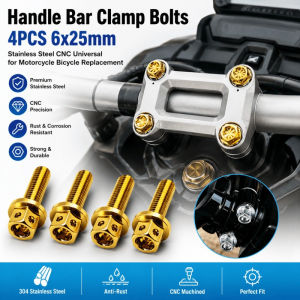 Handle Bar Clamp Bolts 4PCS 6x25mm Stainless Steel CNC Universal for Motorcycle Bicycle Replacement