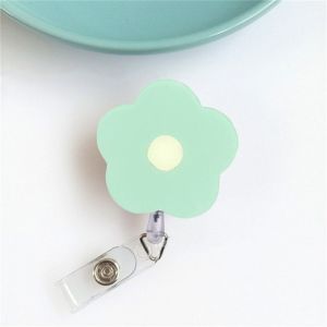 FDGFGG Flower Nurse Badge Reel Name Tag Chest Card Retractable Badge Holder Kawaii Acrylic Easy Pull Buckle Office School Supplies