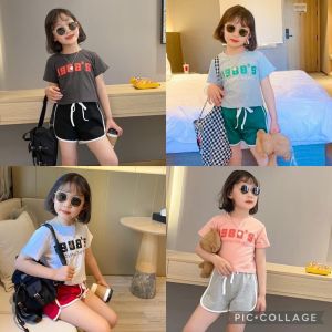 [Hoàn Tiền 6%] Lyvyshop - (HÀNG LOẠI 1) Bộ cộc tay form Croptop siêu dễ thương cho bé gái từ 09-28kg (giá 01 bộ)