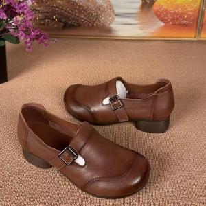 [Free Shipping] 2026 Spring/Summer New Collection: Soft Leather Retro Style Non-Slip Durable WomenS Single Shoes With A Soft Sole Comfortable And Fashionable Slip-On Design