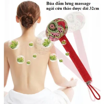 Cây Búa Massage đấm Lưng 33cm X 13cm và Búa đấm Lưng Massage Ngải Cứu Thảo Dược Dài 26cm. LMS