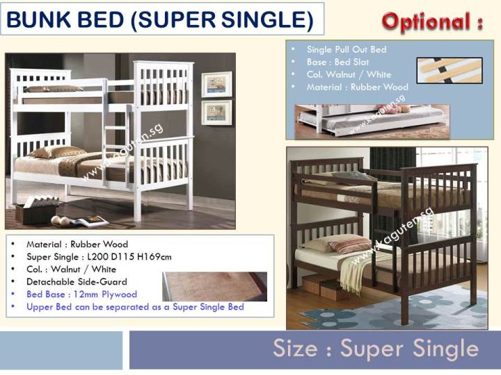 Bunk Bed 3.5ft. Super Single Bunk Bed Plywood Base Pull Out Bed Wooden