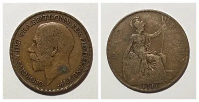 United Kingdom Coin 1 Penny 1911 to 1936 King George V.