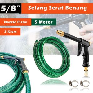 SN - Paketan Selang Air 5/8" Semprotan New Semprot Taman Cuci Mobil Motor - Selang Air Serat Benang Cuci Motor Mobil 2MM - Selang Air Plus Nozzle Semprotan Model Hitam