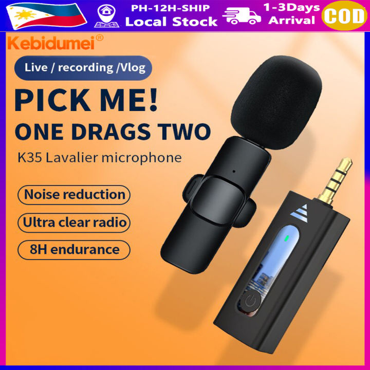 (local delivery) Kebidumei Wireless Microphone 3.5mm Lavalier ...