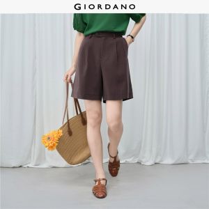 Giordano Beau Monde Women Mid rise pleated loose shorts Free Shipping 13406344