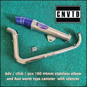 Adv / click / pcx 160 44mm stainless elbow and Aun worm type canister  with silencer