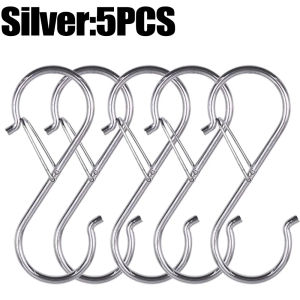 10pcs Heavy Duty S Hooks with Buckle / Black Steel S Shaped Hooks / for Hanging Jeans Pans Pots Plants Bags Towels / Kitchen Closet Hooks Hanger Organizer