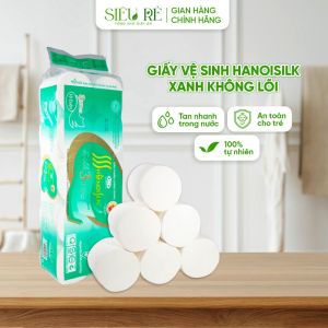 Giấy vệ sinh Hà Nội SILK giấy đa năng RM không lõi 3 lớp màu xanh tan nhanh trong nước bịch 10 cuộn GL05