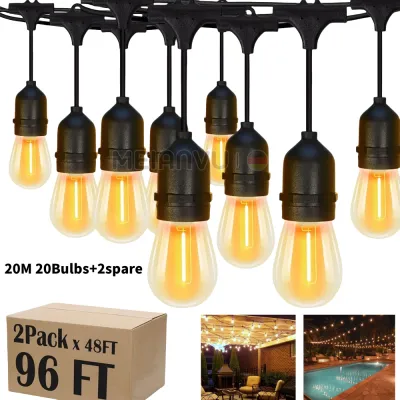 10M/20M/30M Hanging LED Bulb String Light IP65 Waterproof Dimmable Fairy Outdoor Lights Commercial Grade Party Lights For Patio Garden Holiday Wedding Christmas Lights