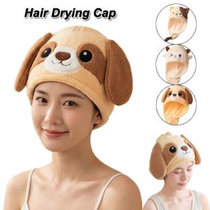 00DANZI00 Cartoon Dry Hair Caps Absorbent Soft Plush Hair Drying Cap Cute Microfiber Shower Cap Womens Hair Accessory