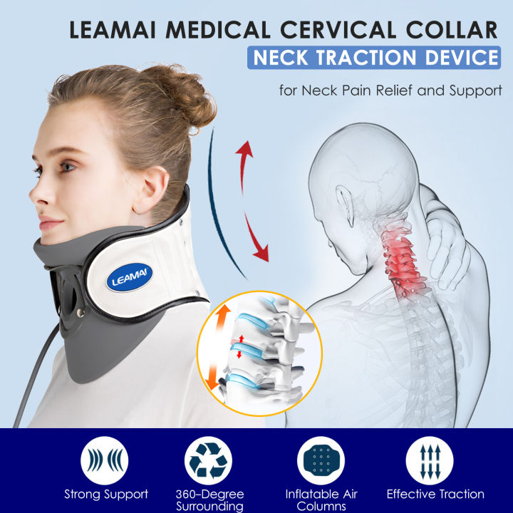 LEAMAI Medical Cervical Collar Neck Traction Device Inflatable Pinched ...