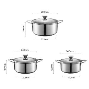 Redchef 6/7 Piece Stainless Steel Cookware Set is PFAS PTFE and PFOA free suitable for all stovetops cooking pots and frying pans.