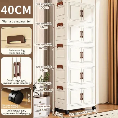 Lemari Plastik Lipat Susun 80CM – Kabinet Pakaian Serbaguna Anti Debu Minimalis