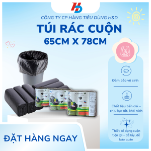 Set 3 Cuộn Túi Đựng Rác Green Famcog 65x78cm – Túi Đen Siêu Dai Chống Rách Siêu Tiện Lợi
