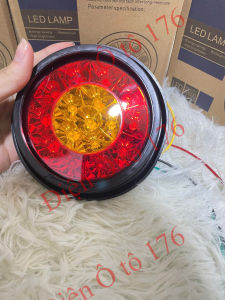 Đèn led hậu đơn đèn hậu tròn cao su viềm đỏ-vàng. Điện 12v và 24v