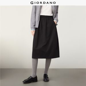 Giordano Women Cotton elastic waist balloon midi skirt Free Shipping 05466669