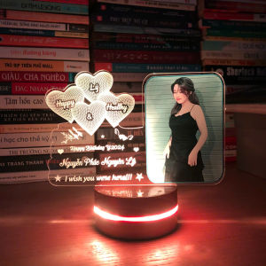 Mẫu Trái Tim Ngang - Đèn led khắc ảnh chân dung theo yêu cầu - Quà tặng ý nghĩa