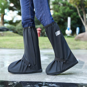 High Tube Rain Boots Thickened Waterproof Anti -Slip And Wear -Resistant Zipper Shoe For Men And Women
