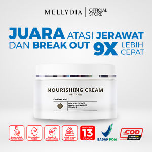 MELLYDIA Krim Pemutih dan Pelembab Nourish Cream Memudarkan Flek  dan Noda Hitam di Wajah 15gr BPOM