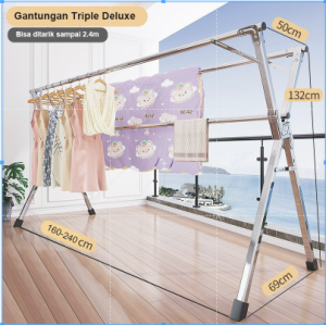 240CM Jemuran Baju Lipat Stainless Steel/Jemuran Lipat/Portabel Kokoh Tahan Karat Pengeringan Pakaian /Tidak Diperlukan Instalas