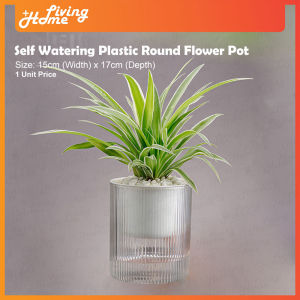 Self Watering Round Transparent Plastic Lazy Flower Pot Diameter 15cm (Pasu Bunga Bulat Plastik Auto Siram Air)