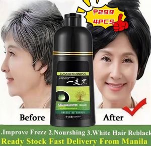 [BUY 1 GET 3 ]Black /Brown Dew Shampoo Herbal Hair Dye Shampoo Turn Your White Or Gray Hair Into Black In Just 5 Minutes No Irritable Odor 500ML