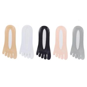 5 Pairs Womens Invisible Split Toe Socks Cotton Silicone Grip Antislip Breathable Mesh No Show Low Cut Design Hosiery