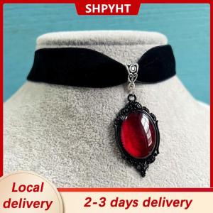[COD] SHPYHT Local delivery Ship within 24 hours Gothic Vampire Cameo Pendant Choker Velvet Necklace For Women Fashion Witchcraft Jewelry Choker Gifts