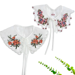 Embroidered Half Shirt Floral Collar Beads Spread Lapel Ancient Art Collar Sweet Shawl Floral Decorative Shawl