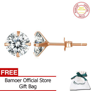 BAMOER HOT SALE Basic Wedding Stud Earrings Silver 925 Clear Cubic Zirconia Women Statement Jewelry BSE166