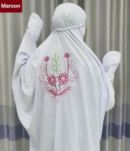 Mukena Terusan Dewasa Bahan Katun Mikro Motif Tabur Seribu Bunga Peony