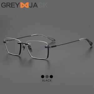 Grey Jack Frame Kacamata Titanium Kokoh Model Half Rim Klasik Bisnis Style Pria Wanita Bisa Minus Antiradiasi Blueray Photocromic Bluecromic 416