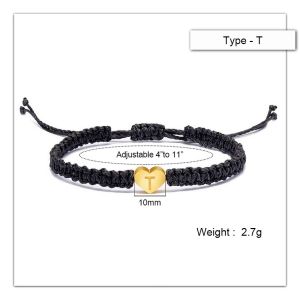 26 Letters Bracelet Handmade Black Rope Chain For Women Men Couple Jewelry Friendship Lucky Heart Bracelet Kids Family Gift