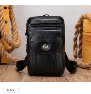 Genuine Leather Crossbody Bag Belt Bag Sling Bag Phone Bag Multiple Pockets High Capacity for Men Passport Travel Gift 7538