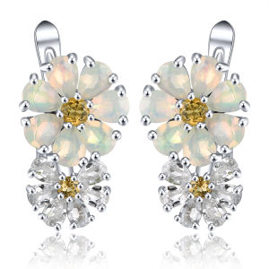 Lohaspie Jewelry Pure 3.2 Carats Solid Sterling Silver 925 Clip Earring Original Natural Peridot Opal Clip Earring 925 Silver Peridot Earring Peridot Earring For Women Jewelry