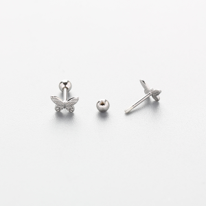 925 Silver Korea Sweet Butterfly Shiny Zircon Earrings Jewelry