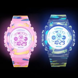 【Fairy Castle】Children Camouflage Watch Sport Kids Rubber Strap Waterproof LED Digital Watch for Kid Student Girl Boy Wristwatch Clock