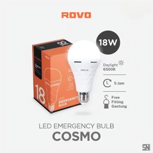 Lampu Emergency LED Rovo Cosmo 9W 12W 18W Watt Bohlam Cas Darurat Rechargeable SNI Super Terang