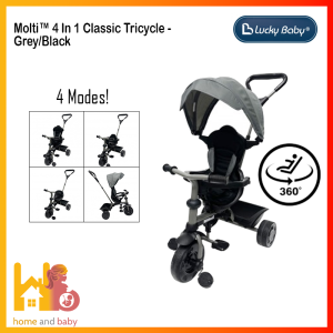 Lucky Baby Molti™ 4 In 1 Classic Tricycle - Grey/Black